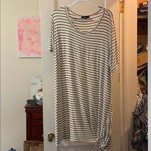 Andree Ivory and navy striped dress